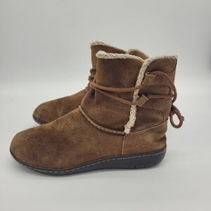 Skechers Relaxed Fit Memory Foam Woman Brown Suede Leather Flat Ankle Boots 8.5M